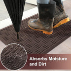 Mibao Front Door Mat Indoor Outdoor Entrance, Dirt Trapping Waterproof All-Season, All-Weather Doormat, Non-Slip Durable Natural Rubber Low Profile Easy Clean Patio Entrance Mat, 29.5" x 17", Coffee