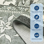 GarveeHome Provence 6x9 Area Rugs, Botanical Grove Soft Cottagecore Non-Slip Washable Rug for Bedroom Living Room Nursery Kitchen Low-Pile Retro Carpet Gray Fog Green