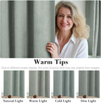 H.VERSAILTEX 100% Blackout Curtains for Bedroom Thermal Insulated Linen Textured Curtains Heat and Full Light Blocking Drapes Living Room Curtains 2 Panel Sets, Green Bay, 52x72 Inch