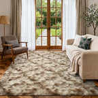 5x7 Ft Large Shag Rugs for Bedroom Living Room Decor for Men Boys, Tie Dyed Ultra Soft Fluffy Furry Area Rug for Indoor Floor, Aesthetic Carpet for Home Decor (Khaki)