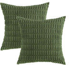 MIULEE Corduroy Decorative Throw Pillow Covers 18x18 Moss Green Pack of 2