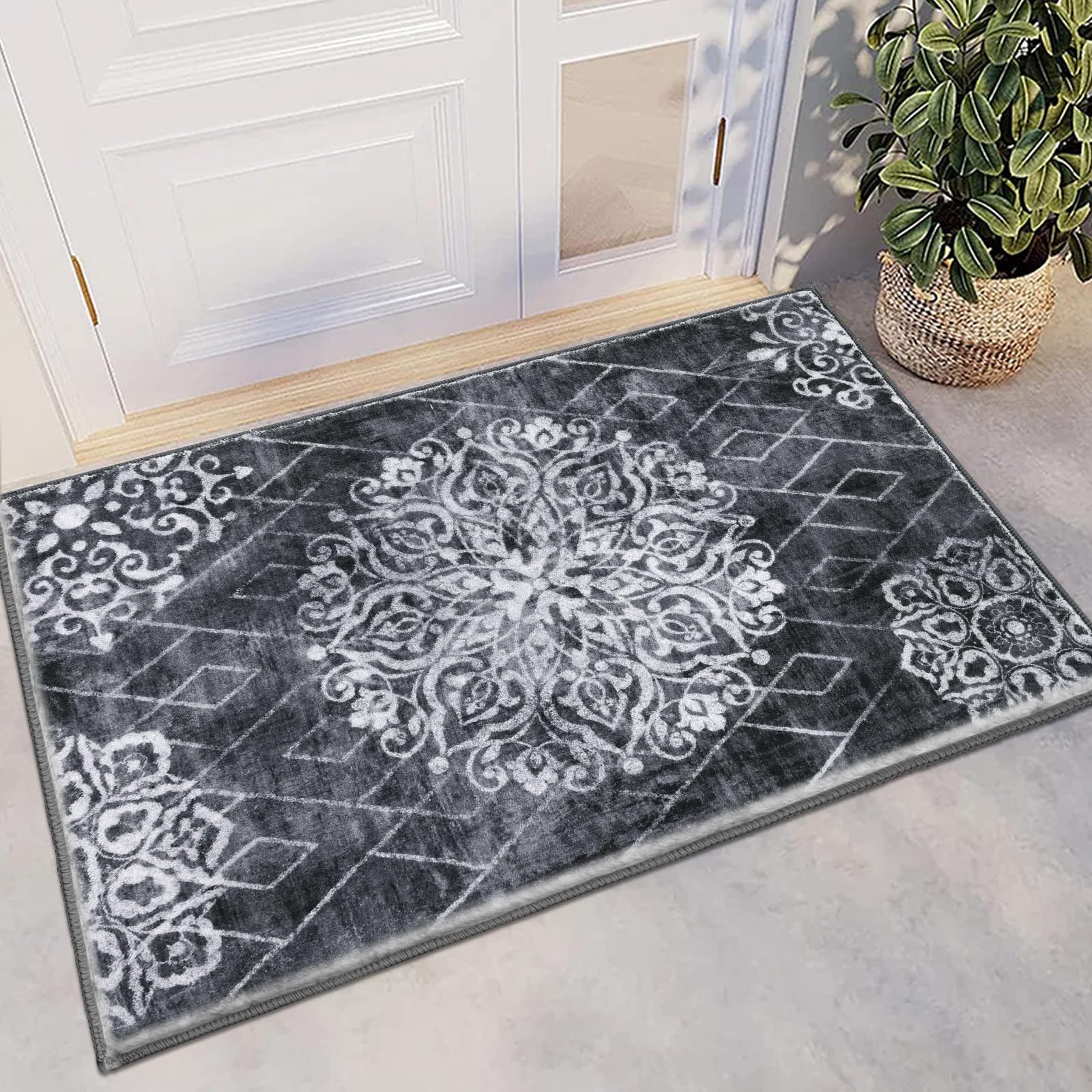 HEBE Indoor Door Mat 2'x3', Washable Welcome Mat for Front Door Entrance