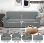 U-NICE HOME Stretch Couch Cover Sofa Cover Washable Sofa Slipcover Furniture Protector for 3 Cushion Couch Sofa Pet Friendly(Sofa, Grey)