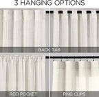 Cream Semi Sheer Linen Curtains 102 Inch Long Curtains Back Tab Rod Pocket 2 Panels Set Natural Elegant Living Room Decor Sunlight Filtering Solid Color Drapes for High Window 40x102