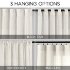 Cream Semi Sheer Linen Curtains 102 Inch Long Curtains Back Tab Rod Pocket 2 Panels Set Natural Elegant Living Room Decor Sunlight Filtering Solid Color Drapes for High Window 40x102