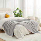Snuggle Sac Heather Throw Blanket for Couch, Reversible Super Soft Blankets Warm Cozy Knit Fuzzy Plush Lightweight for Sofa, Bed, Camping, Picnic (Sage Green, Twin (60"x80"))