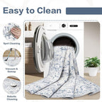 5x7 Area Rugs for Living Room: Washable Rug Vintage Large Rugs Soft Non Slip Low Pile Rug Floral Distressed Floor Carpet for Bedroom Kitchen Nursery Dining Room Home Office (Blue, 5'x7')