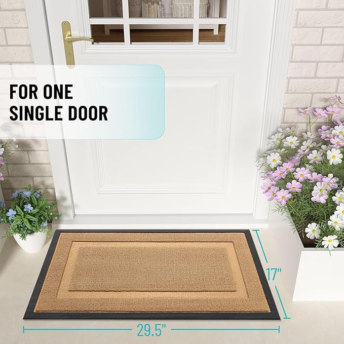 OLANLY Front Door Mat Outside 33x21, All-Season Heavy-Duty Rubber Doormat