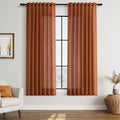 Nanspring Rust Linen Curtains 63 Inch Length for Living Room Light Filtering Semi Sheer Curtain Back Tab and Rod Pocket Vintage Rustic Luxury Home Decor Drapes for Bedroom Office 52x63, 2 Panels