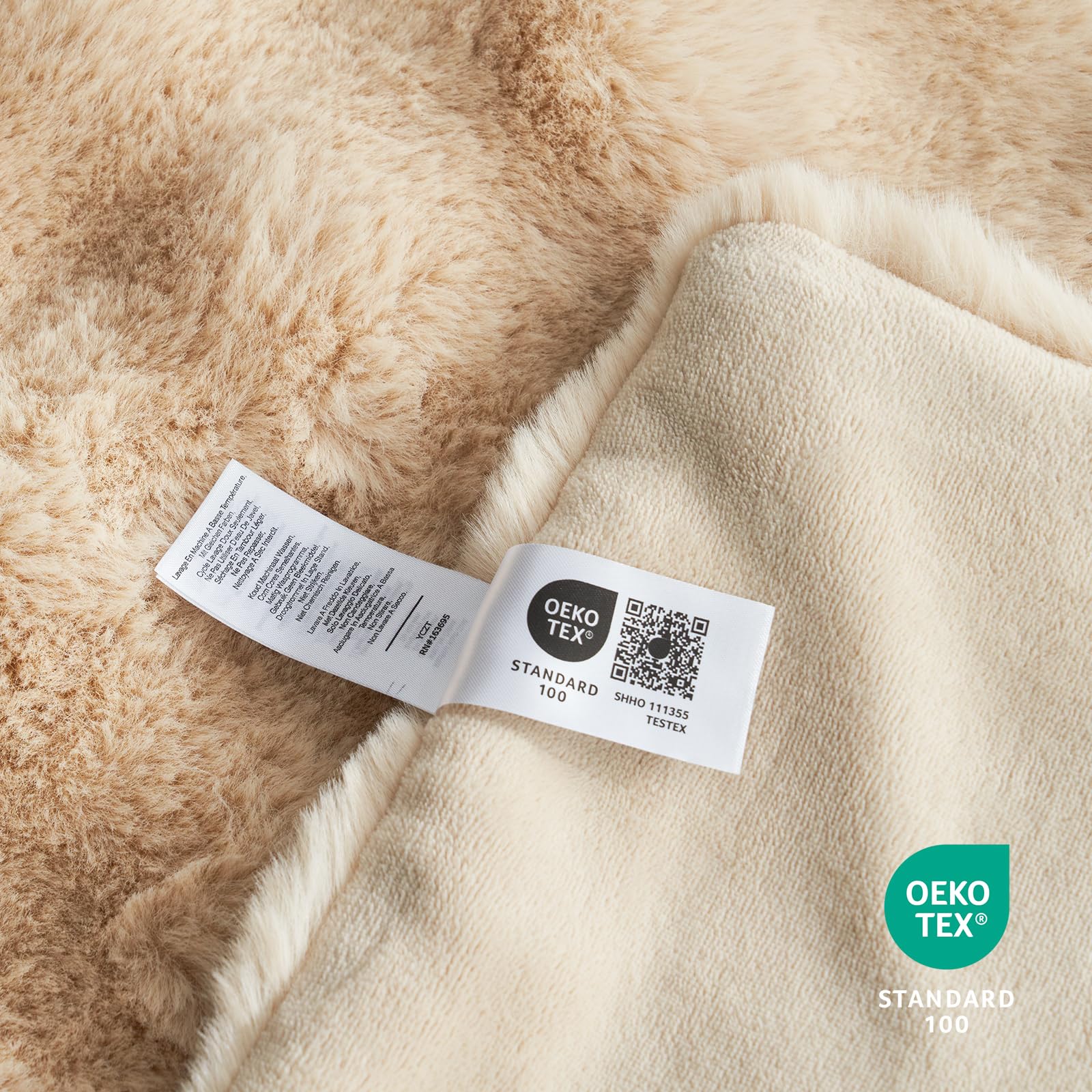 Cozy Bliss Faux Fur Throw Blanket for Couch, Fuzzy Soft Plush Thick Bubble Blanket for Sofa Bedroom Living Room, 50 * 60 Inches Beige