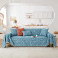 HANDONTIME Turquoise Couch Protector for Dogs Boho Tassel Blue Couch Cover Farmhouse Sofa Covers Aztec Tribal Couch Covers for 3 Cushion Couch Sofa Universal Sofa Slipcover for Home décor, 71" X118"