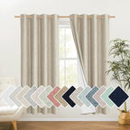 NICETOWN Taupe 100% Blackout Linen Curtains 72 inch Long Burg, Farmhouse Thick Completely Blackout Window Treatment Panels Thermal Insulated Drapes for Living Room (1 Pair, 52" Width Each Panel)