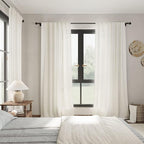 Nanspring Cream Linen Curtains 84 Inch Length 2 Panels Set for Living Room Back Tab Light Filtering Semi Sheer Curtain for Bedroom Farmhouse Drapes, 60x84 Inch, 2 Panels