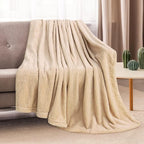 TOONOW Fleece Bed Blanket Queen Size 90x90 inches, Super Soft Fluffy Fuzzy Plush Blanket Geometric Pattern Cozy Microfiber Flannel Blankets for Couch, Bed, Sofa, Apricot