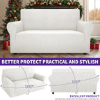 ZNSAYOTX Super Stretch Couch Cover Love Seat Sofa Covers for Living Room Dogs Pet Friendly Furniture Protector Spandex Loveseat Slipcovers with Anti Slip Foam Sticks (White, Loveseat)