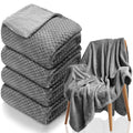 Tewloss 4 Pack Fleece Throw Blankets 50x60 Inches - Oeko-Tex Certified 100, 270 GSM Ultra Soft Plush for Bed, Couch and Cozy Gifts. 3D Waffle Texture, No Shedding No Pilling All Season (Dark Gray)