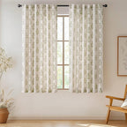 jinchan Linen Floral Curtains for Living Room 63 Inch Length Green Flower Cottage Core Farmhouse Curtains Rod Pocket Back Tab Boho Semi Sheer Window Drapes Bedroom Set 2 Panels Green on Beige