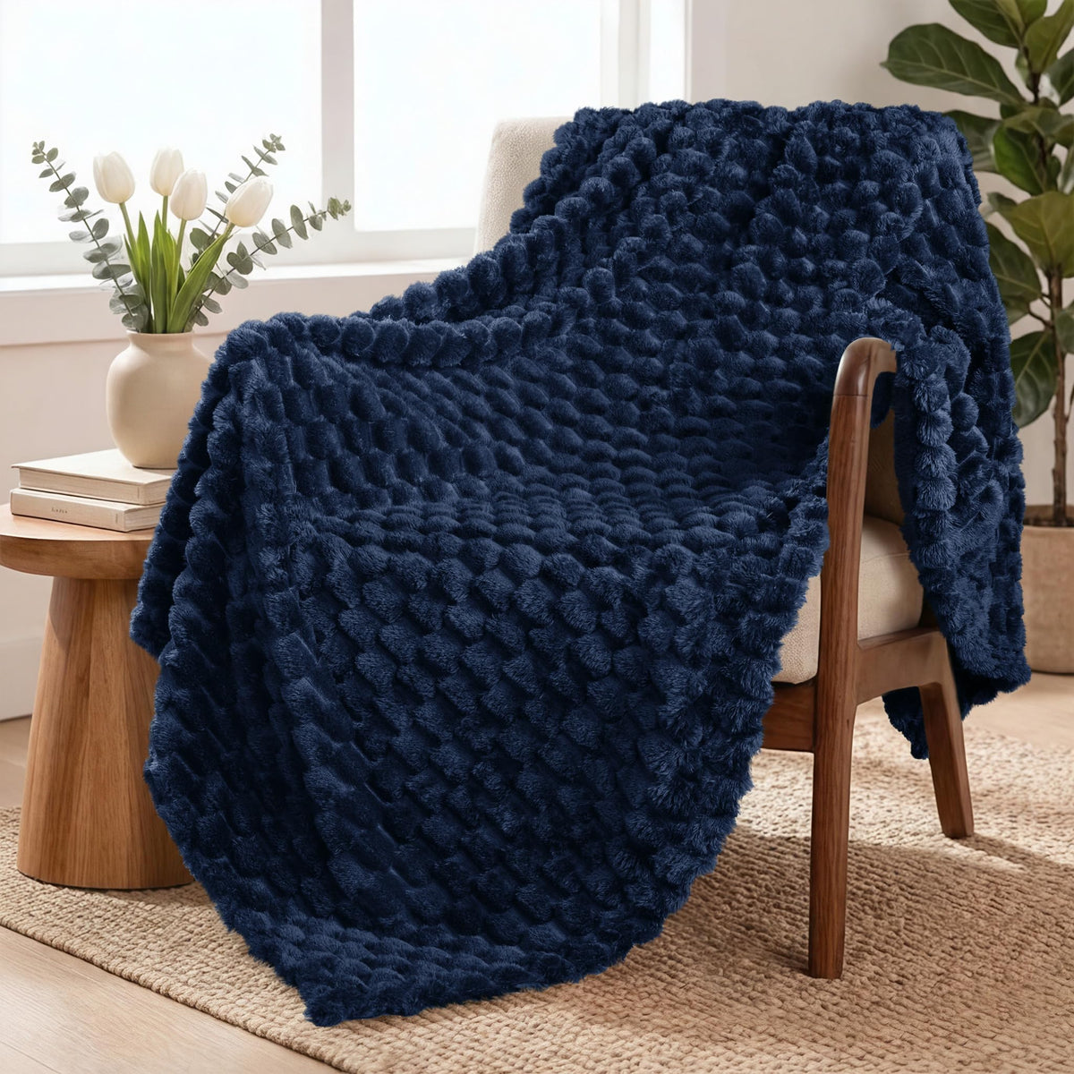 Exclusivo Mezcla 3D Fleece King Size Blanket for Bed, Burnt Orange