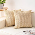 Aegero Pack of 2 Corduroy Decorative Throw Pillow Covers 20x20 Inch, Beige