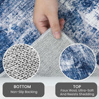 IOHOUZE Abstract Runner Rug 2x5 Ft Washable Runners for Hallways, Non Slip Kitchen Runner Printed Faux Wool Entryway Runner Indoor, Modern Abstract Floor Carpet for Hall Kitchen Bedroom, Navy/Grey