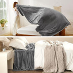 Bedsure GentleSoft Fleece California King Blanket - Lightweight Plush Fuzzy Cozy Soft Large Blankets for Bed, Grey, 102x96 inches
