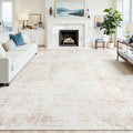9x12 Washable Area Rug for Living Room Bedroom: Non-Slip Modern Beige White