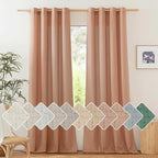 NICETOWN Linen Curtains for Bedroom 96 inches Long, Grommet Rustic Farmhouse Linen Blend Curtains & Drapes Privacy with Light Through for Living Room, Terracotta, W55 x L96, 1 Pair
