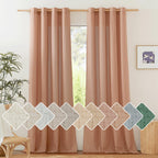 NICETOWN Thick Linen Textured Curtains for Large Windows, Grommet Privacy with Light Filtering Flax Linen Blend Drapes for Bedroom/Living Room, Terracotta, W55 x L108, Set of 2