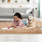 Tepook Soft Runner Rugs for Bedroom 2x6 ft with Rubber Backing, Beige Fluffy Rugs for Living Room, Shag Bedside Rug Fuzzy Plush Carpet for Room, Area Rug for Dorm Nursery Hallway Indoor Home Decor