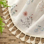 Boho Floral 100% Blackout Curtains 72 Inch Length 2 Panels Set, Linen Texture Farmhouse Curtains Beige Tassel for Living Room Bedroom Vintage Rustic Patterned Printed Western Rod Pocket