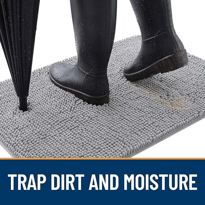 OLANLY Dog Door Mat for Muddy Paws 59x35, Super Absorbent Chenille Mud Mat