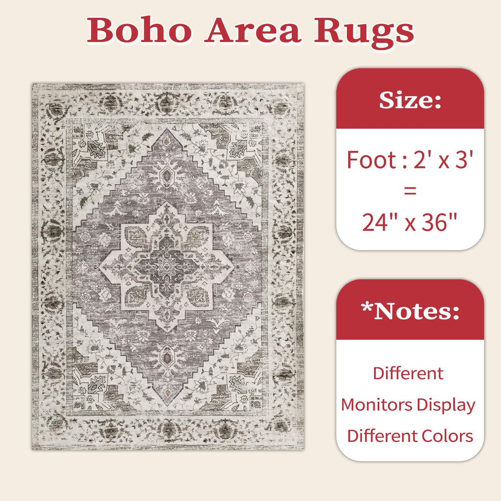 SERISSA 2x3 Washable Non Slip Boho Small Area Rug for Entryway，Earth Tone