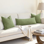 MIULEE Lumbar Corduroy Throw Pillow Cover for Bed 14x36 Beige Pack of 1
