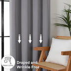 Simplebrand Ava Light Grey Blackout Curtains for Bedroom, 72 Inch Length, 2 Panels, Privacy Thermal Insulated Rod Pocket Curtains for Patio, French Door, W40 x L72 Inch