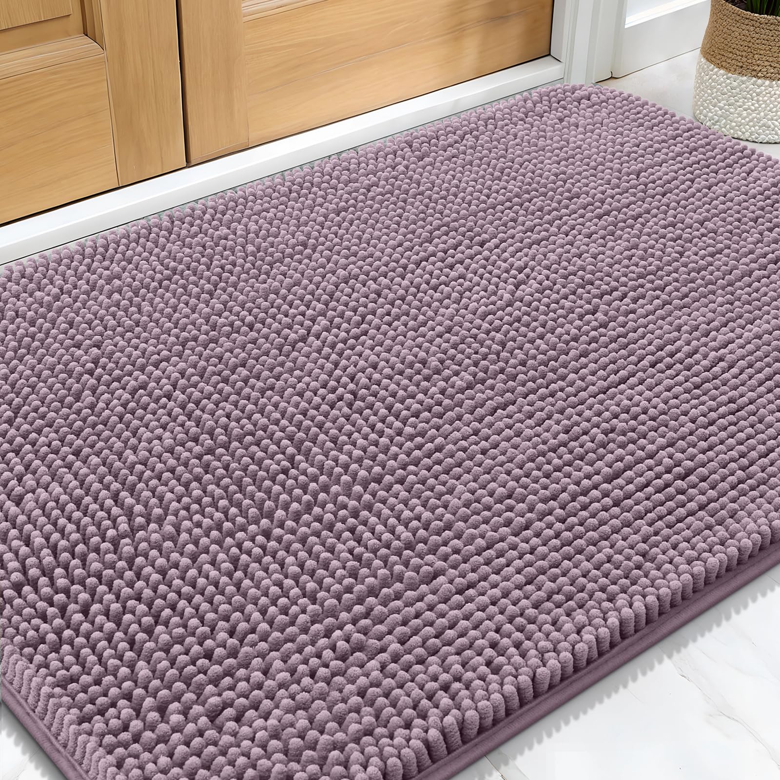 OLANLY Dog Door Mat for Muddy Paws 34x21, Super Absorbent Chenille Mud Mat