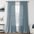 Extra Long Light Blue Linen Curtains 120 Inch for Living Room 2 Panels Set Rod Pocket Back Tab Light Filtering Semi Sheer Soft Linen Window Drapes Privacy High Ceiling Drapes for Farmhouse 52x120