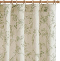 jinchan Green Floral Linen Curtains Lined 84 Inch Vintage Back Tab 2 Panels