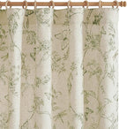 jinchan Green Floral Linen Curtains Lined 84 Inch Vintage Back Tab 2 Panels