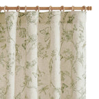 jinchan Green Floral Linen Curtains Lined 84 Inch Vintage Back Tab 2 Panels