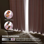 Deconovo Blackout Curtains, Thermal Insulated, W52 x L63 2 Panels, Back Tab, Machine Washable, Room-Darkening Drapes for Bedroom/Living Room Lavender