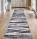 Lansny Modern Abstract Runner Rug 2.6x14, Grey Black Multi Washable Long Kitchen Runner Non-Slip Soft Hallway Rug Runner Thin Print Faux Wool Carpet for Entryway Bedroom Laundry Room Indoor HomeDecor