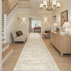 Hallway Runner Rug 3x16 - Vintage Non Slip Washable 16ft Kitchen Runner for Entrance Soft Long Carpet Runners for Living Room Bedroom Dining Room, Beige