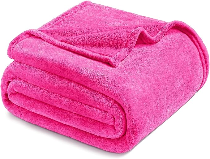 Exclusivo Mezcla Fleece Blanket Twin Size for Bed, Super Soft and Warm, All Season, Cozy, Plush, Lightweight, 90x66 Inches, Hot Pink
