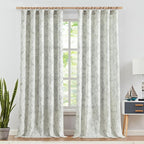 jinchan Floral Curtains 96 Inches Long Charcoal Grey Flower Linen Farmhouse Curtain for Living Room French Country Vintage Curtain Rod Pocket Curtains Set 2 Panels Gray Floral Printed