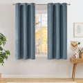 NICETOWN Short Faux Linen Mist Blue Blackout Curtains 63 inches Long for Kitchen - Privacy Panels for Living Room Bedroom, Modern Farmhouse Style Easy Care Grommet Top, 2 Panels, W42 by L63