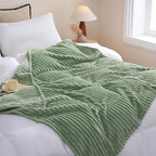 Linecooo Sage Green Fleece Throw Blanket 60”×80” for Couch Sofa Livingroom