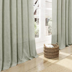 Extra Long Sage Green Curtain 2 Panels 108 inches Long for Living Room Back Tab Pocket Light Filtering Semi Sheer Drapes Cotton Linen Textured Pale Green Window Curtain 108 inch Length 9 FT Tall