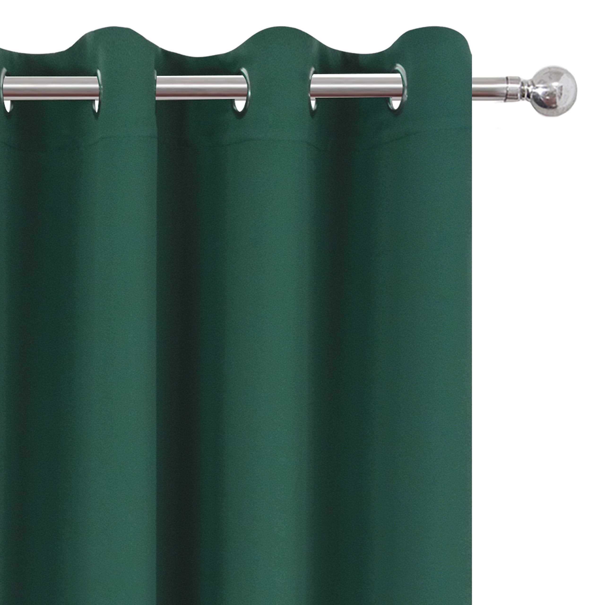 LEMOMO Blackout Curtains 66 x 95 inch/Dark Green Curtains Set of 2 Panels/Thermal Insulated Room Darkening Bedroom Curtains
