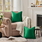 GIGIZAZA Green Velvet Pillow Covers 20x20 Decorative Pillows Pack of 2