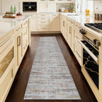 Washable Runner Rugs 3x10 Abstract Kitchen Runner Rug Non Slip Backing, Ultra-Thin Carpet Runners for Hallway 10 ft,Long Rug Runner for Entryway Living Room Bedroom Laundry Room